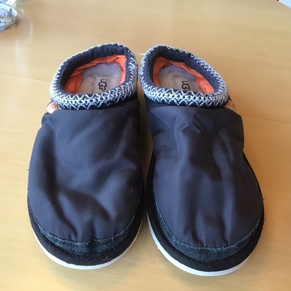 Ugg Tasman Bomber MLT Nylon Wool Lined Black Slip On Slippers Shoes Mens 10